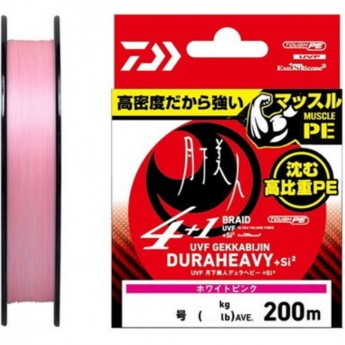 Шнур плетеный DAIWA UVF GEKKABIJIN DURAHEAVY X4+1+SI2 WHITE PINK 0.4-200 Шнур плетеный DAIWA UVF GEKKABIJIN DURAHEAVY X4+1+SI2 WHITE PINK 0.4-200